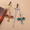 Personalized Dragon Sword Bookmark for Readers, Custom Name Fantasy Bookish Gift, Book Lover, Silver Gold Metal Charm for Bookworms